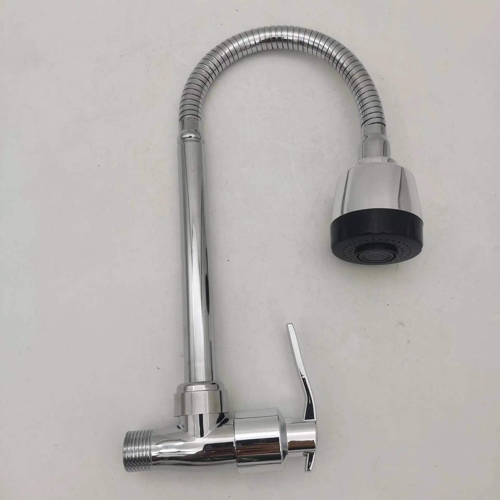 

360° кухонный настенный кран, одинарный холодный универсальный кран для раковины, кран для ванной комнаты из нержавеющей стали для раковины, кран для балкона