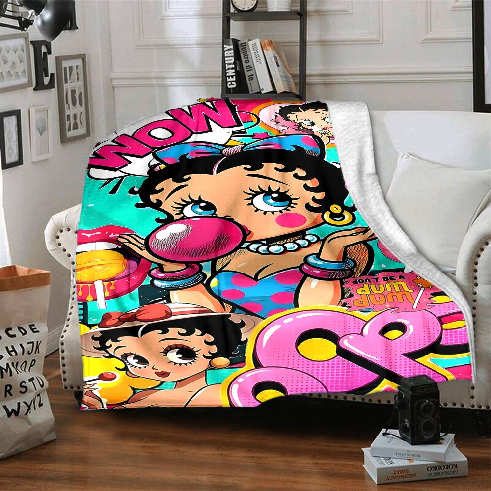 1Pc Betty Boop Dress Blanket For Couch Bed Plush Cozy Fuzzy Blanket Super Soft Warm Blankets For Fall And Winter 09186