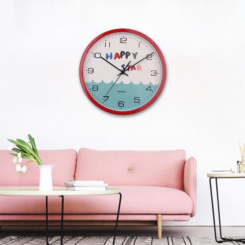 

Мультяжные Простые Электронные Бесшумные Часы Креативные и Универсальные Настенные Часы без Перфорации Точный Шрифт Четкий Шрифт Кварцевые Часы Lake sky blue
