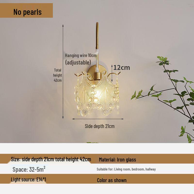 Modern Luxury French Glass Wall & Bedside Lamp for Bedroom, Corridor, and Hall