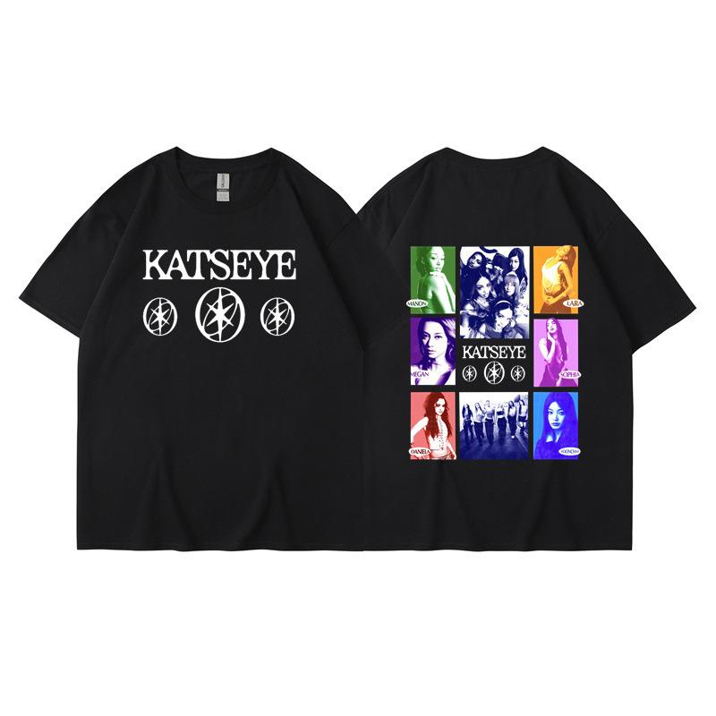 New KATSEYE printed T-shirt men's and women's casual T-shirt high-quality short sleeves