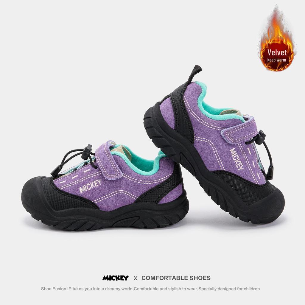 Disney Youth Large Casual Sports Shoes - 2025 Winter Velvet-Lined Girls' Sneakers, Cute and Comfy.