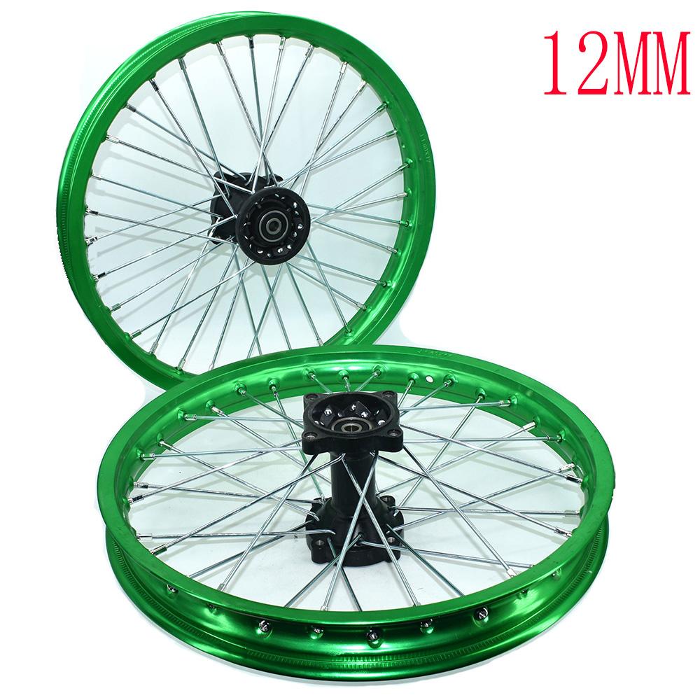 Aluminum Alloy 1.60-17 Inch Front 1.60-17 Inch Rear Rims  Wheel Rims Black Hub For KLX CRF   Kayo BSE Dirt Pit Bike Motorcycle