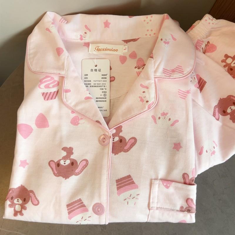 Sweet Japanese dessert rabbit pajamas women s summer princess style short-sleeved shorts two-piece soft cute loungewear S