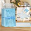 Set of 100 6-Layer Non-Woven, Paper, and PE Dog Toilet Pads, 45x60 cm, Blue and White