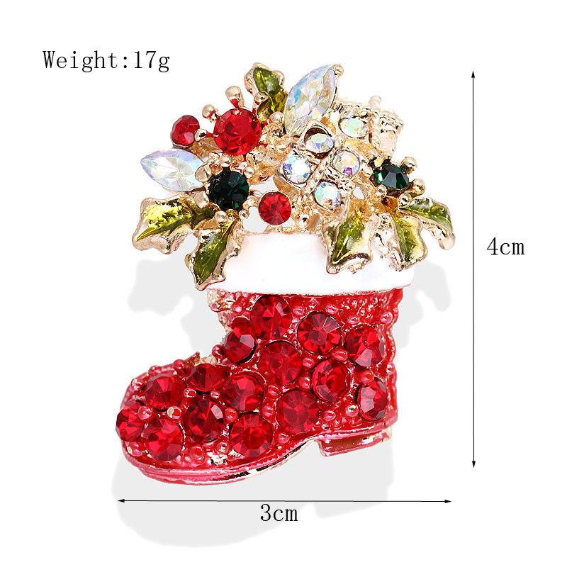 1PCS Exquisite Luxury Christmas Boots Elk Pentagram Colorful Zircon Brooch for Men Women Fashion Zircon Party Gift