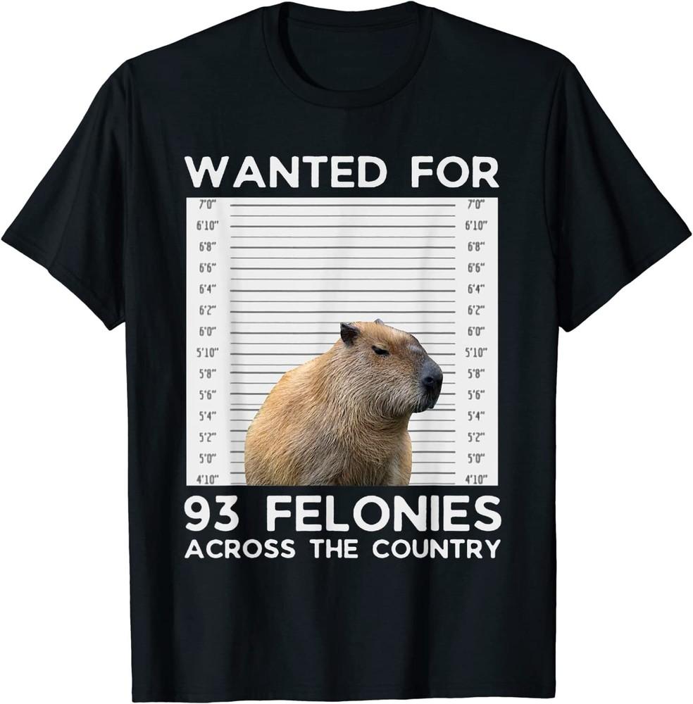 

Capybara Mugshot Wanted For 93 Felonies Across The Country TShirt Unisex T-Shirt XXXL