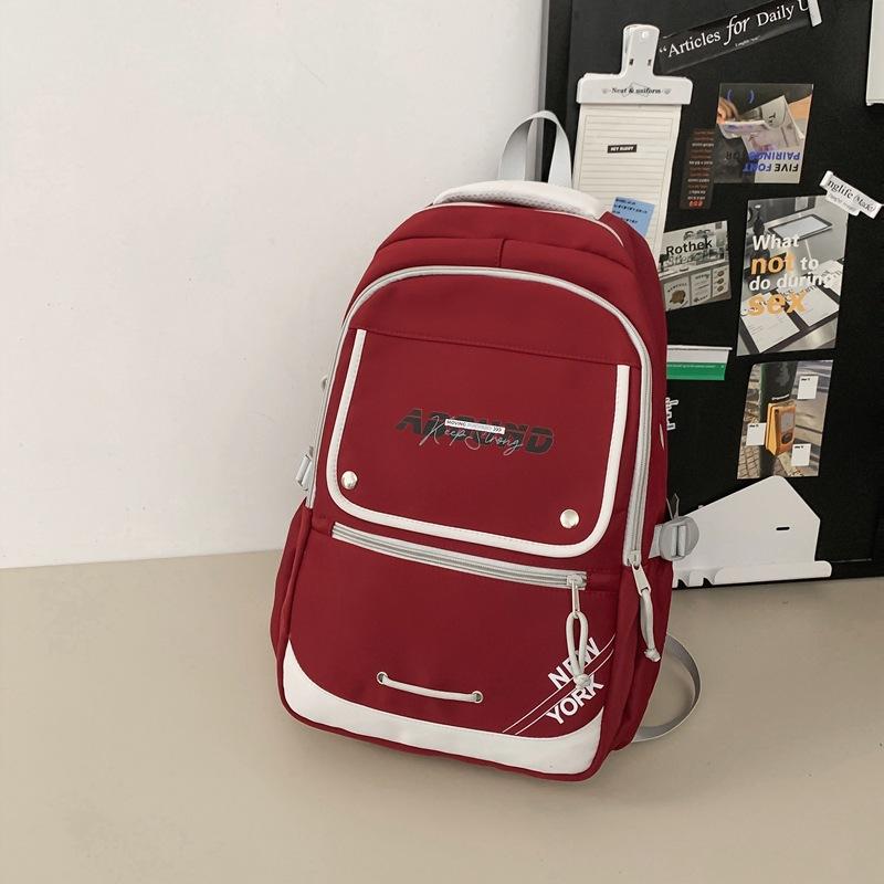 

Новый студенческий школьный рюкзак женский прочный с принтом компьютерный рюкзак повседневный простой рюкзак большой вместимости мужской красный