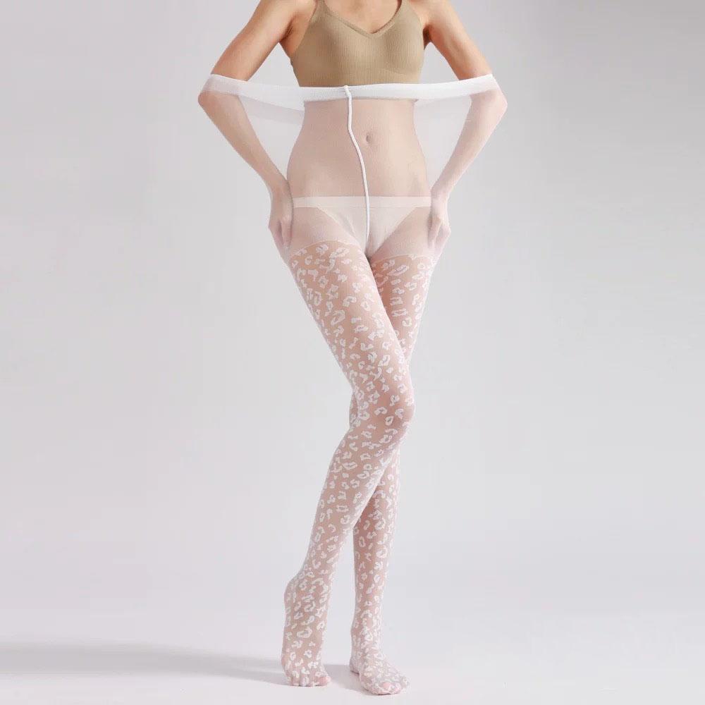 2Pcs Large Size Leopard Print Sexy Jacquard Pantyhose Sexy Women'S Tights Fashion Transparent Pantyhose Long Stockings 60-95Kgs