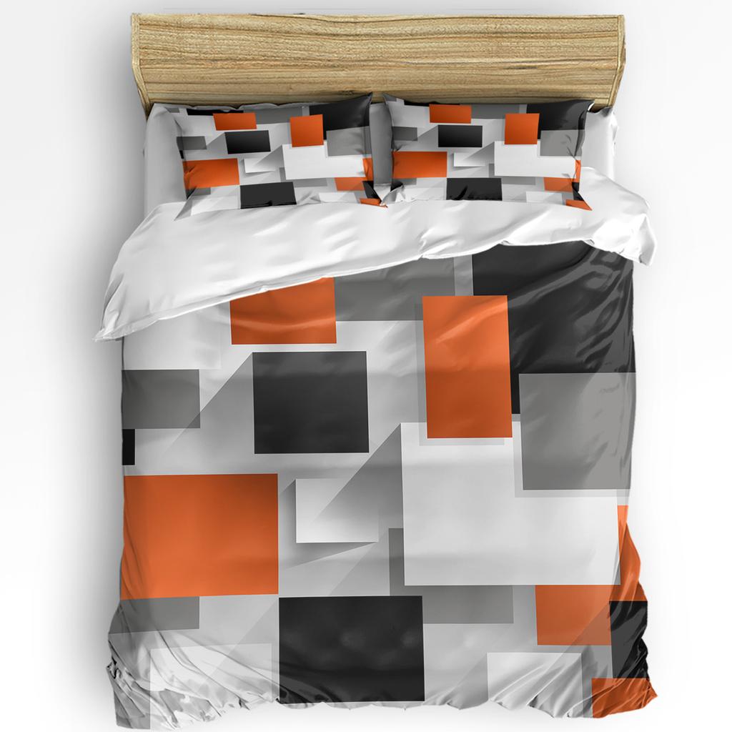 Geometric Red Black Gray Solid Abstract 3pcs Bedding Set For Double Bed Home Textile Duvet Cover Quilt Cover Pillowcase