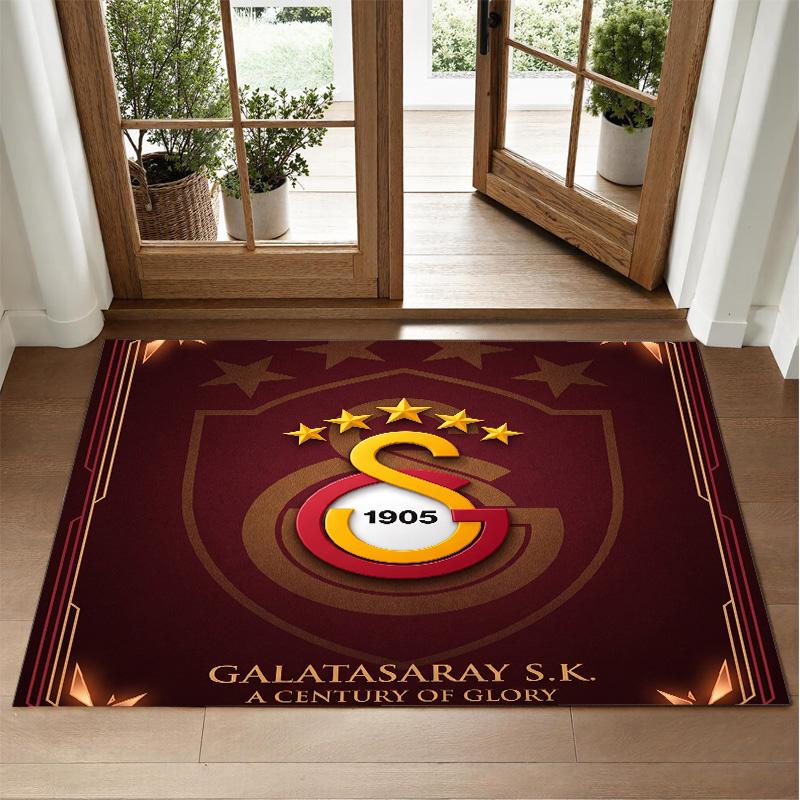 Galatasaray FC Design Crystal Velvet Rug Soft Decorative Mat for Bedroom Entrance