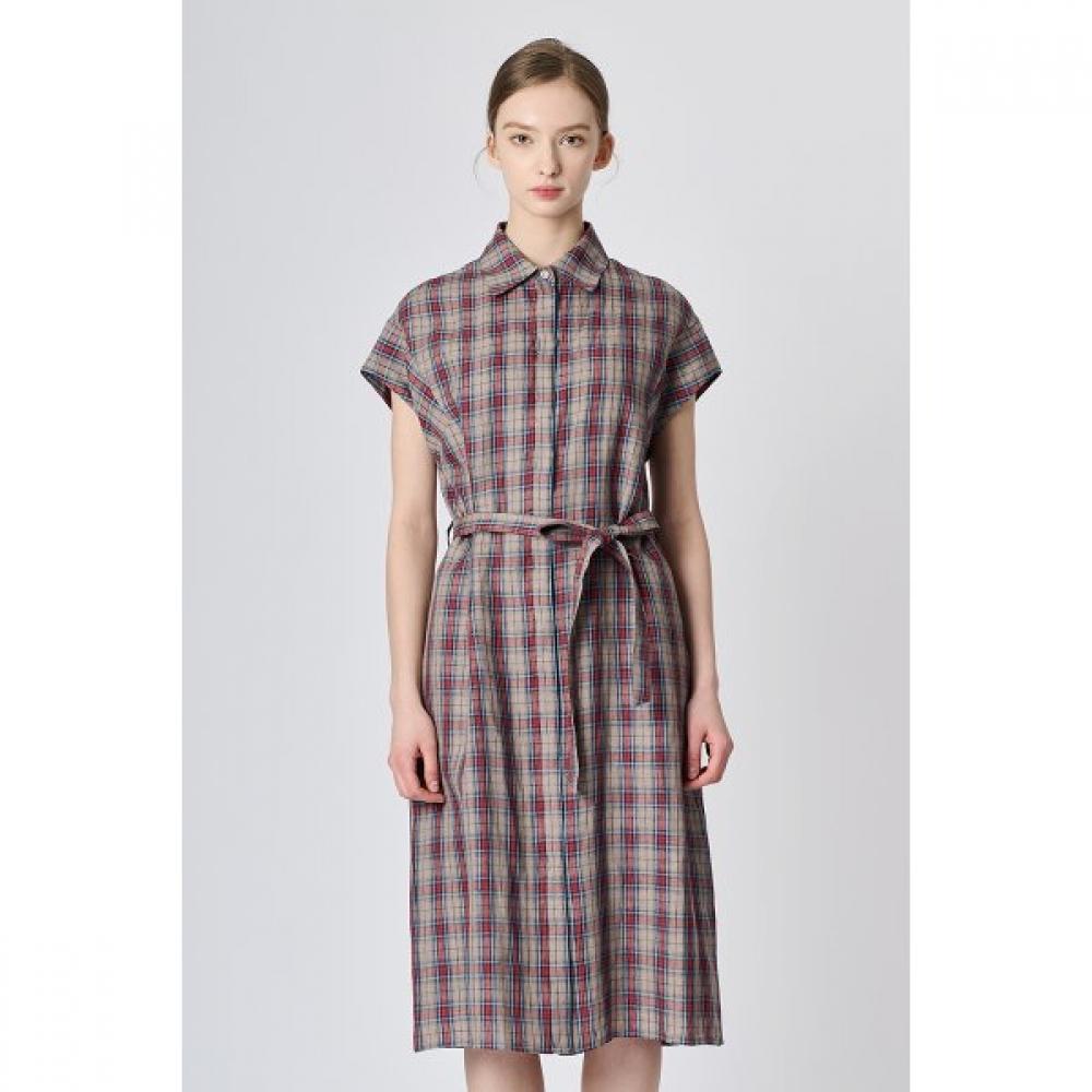 

Bcbg Belted Check Shirt Dress B3m4o683 Light Khaki (81)/77