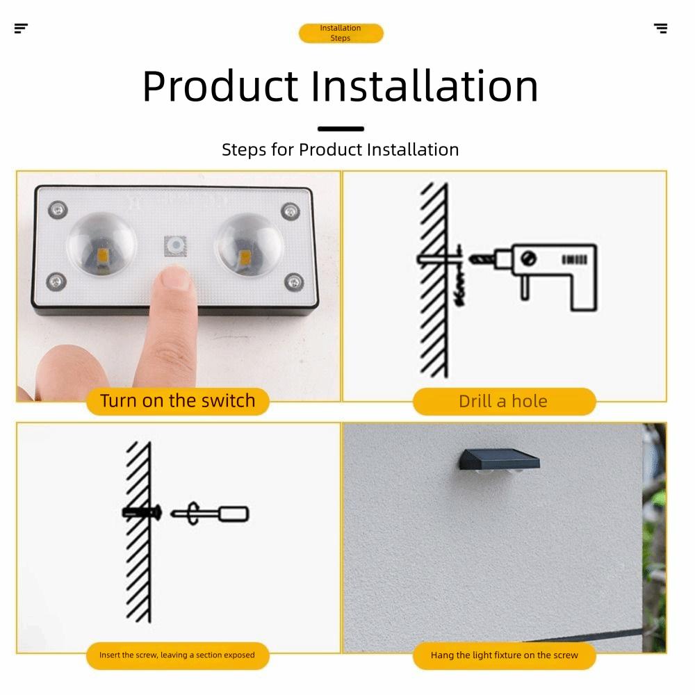2LED Yard Atmosphere Wall Lights 3LED Solar Wall Lights Waterproof Solar Wall Lamps  Courtyard