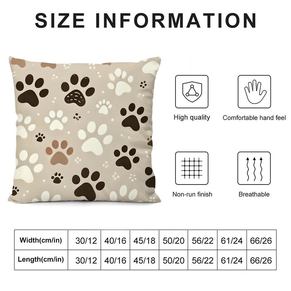 Paw Pattren Cushion Cover Soft Plush Fabric Double-Sided Printed Sofa Cushion Cover For All Seasons Home Decor Gift