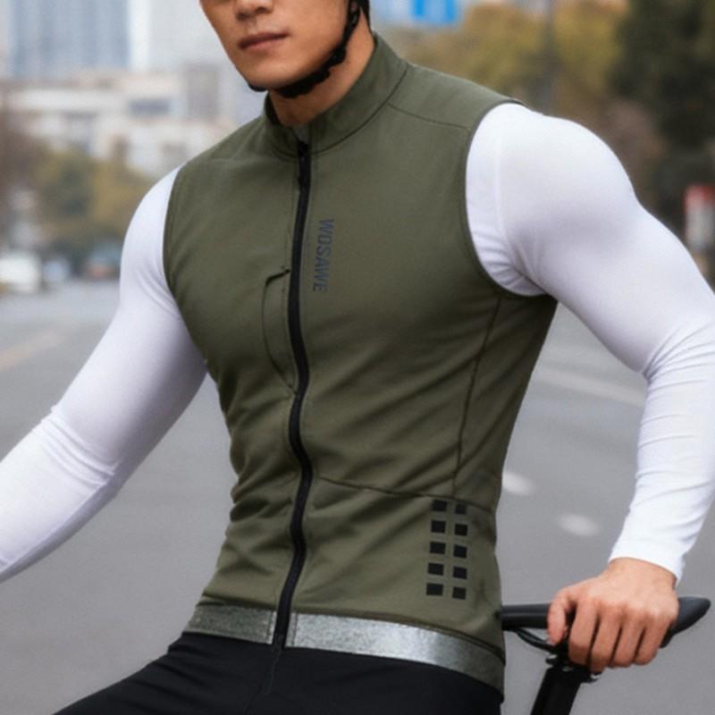 Mens Fleece-Lined Cycling Vest Road Biking Winter Warmth Reflective Safety Outdoor Sports