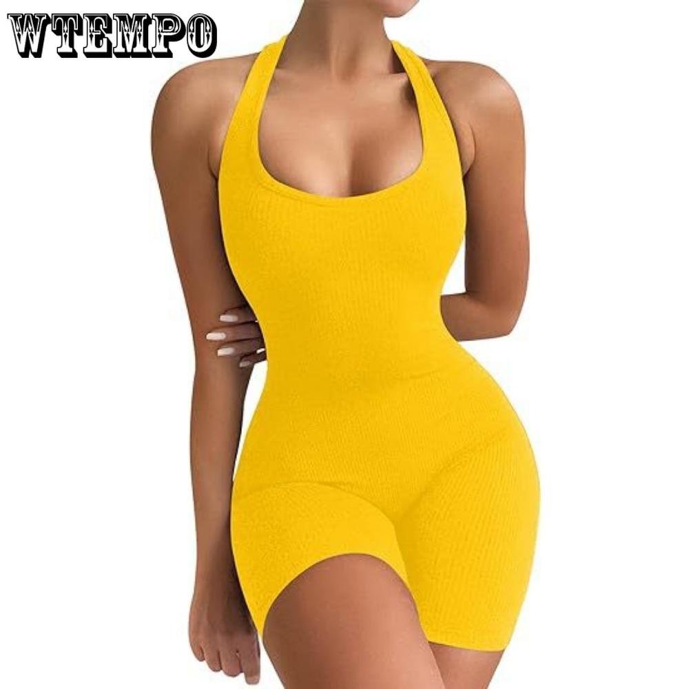 Dam Natrelax Sexig Body Tanga Ärmlös Halter Racerrygg Höghalsad Tanktoppar Bodysuits för Utgång