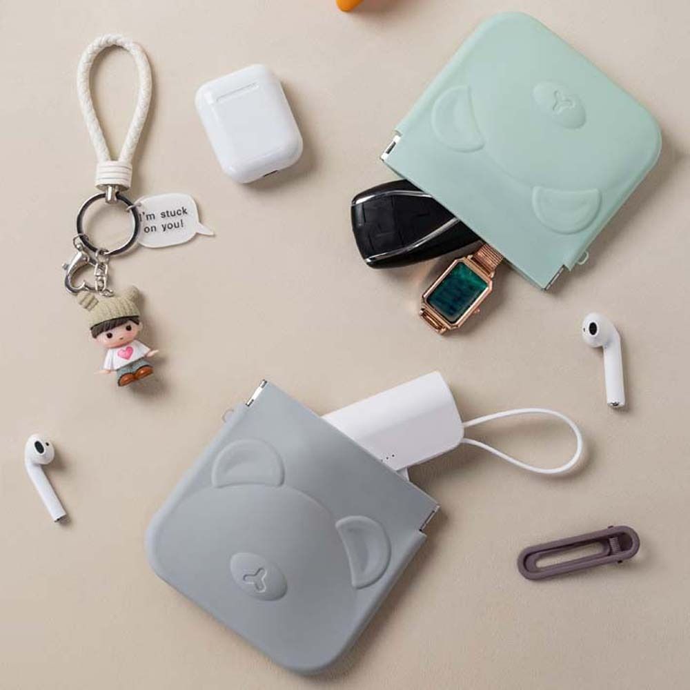 Solid Color Self-closing Lipstick Bag Cartoon Animal Mini Square Makeup Bag  Outdoor