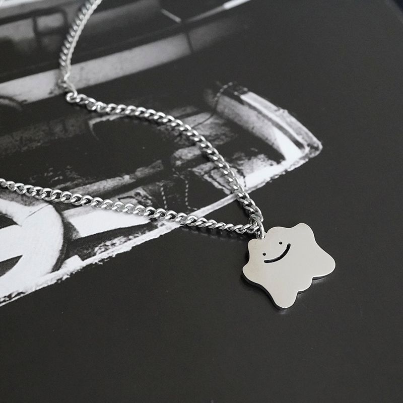 

Kansai New Arrival Little Ghost Yunduer Necklace Ins Personalized Cold Style Sweater Accessories Niche Style Hip Hop Ear Accessories 44cm + extended chain 6cm