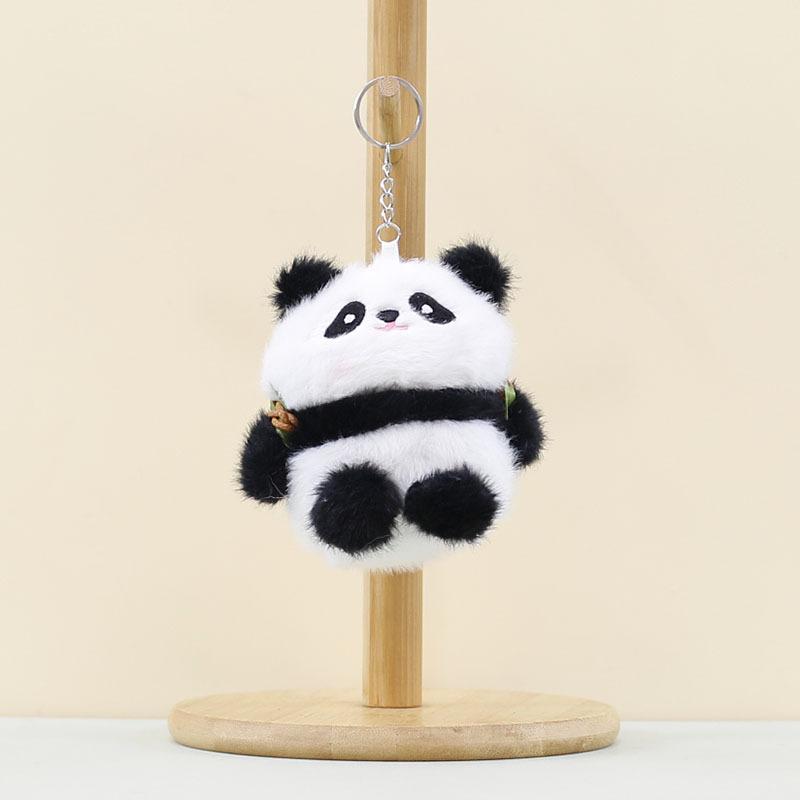 Adorable Plush Panda Toy Keychain Soft Fruit Panda Doll Pendant For Bags