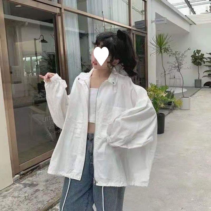 Women's 2025 Harajuku BF Style Loose Korean Windbreaker Jacket - Versatile Long Sleeve Trendy Top