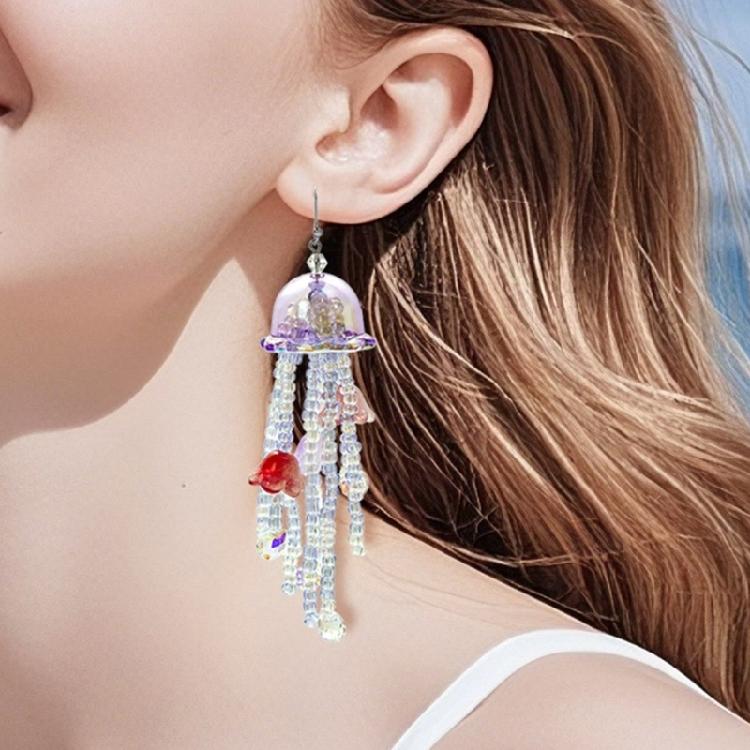 Fashionable Jellyfish Tassels Earrings Highlighting Portable Designs and Comfortable Wear Features for Trendy Women