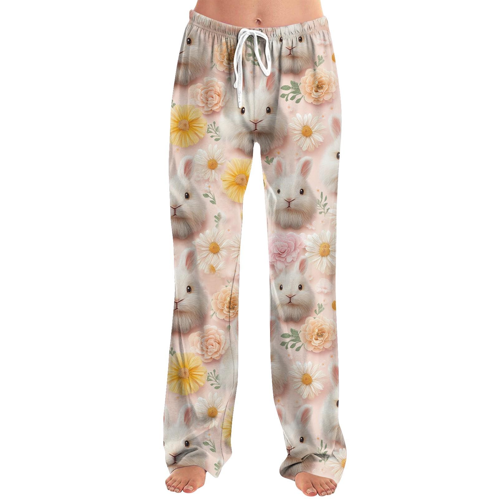 

Женские пижамные штаны, одежда для сна, повседневные брюки с эластичной резинкой на талии, удобные прямые свободные брюки для йоги, пасхальные XXXL оранжевый