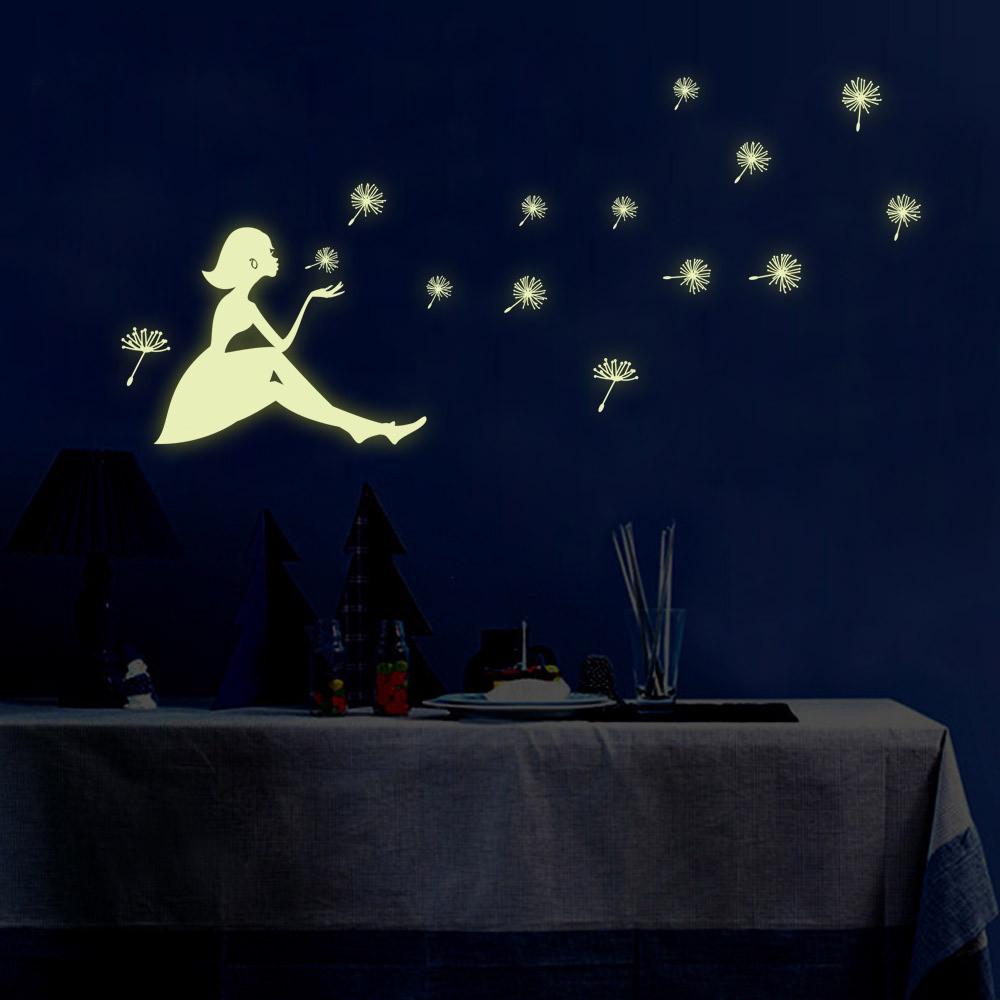 Girl luminous Stickers Living Room Bedroom Decoration Wall Stickers