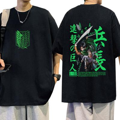 Japanese Anime Attack On Titan T Shirt Manga Levi Ackerman Shingeki No Kyojin T-shirt Unisex Casual Cotton Short Sleeve T-shirts