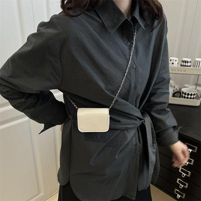 Casual Solid Color Chain Women's 2025 Summer New Popular Mini Simple Style Texture Shoulder Crossbody Small Square Bag