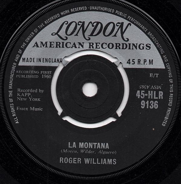 

7inch Record ROGER WILLIAMS La Montana HLR9136 London Records 1960 UK Jazz Used
