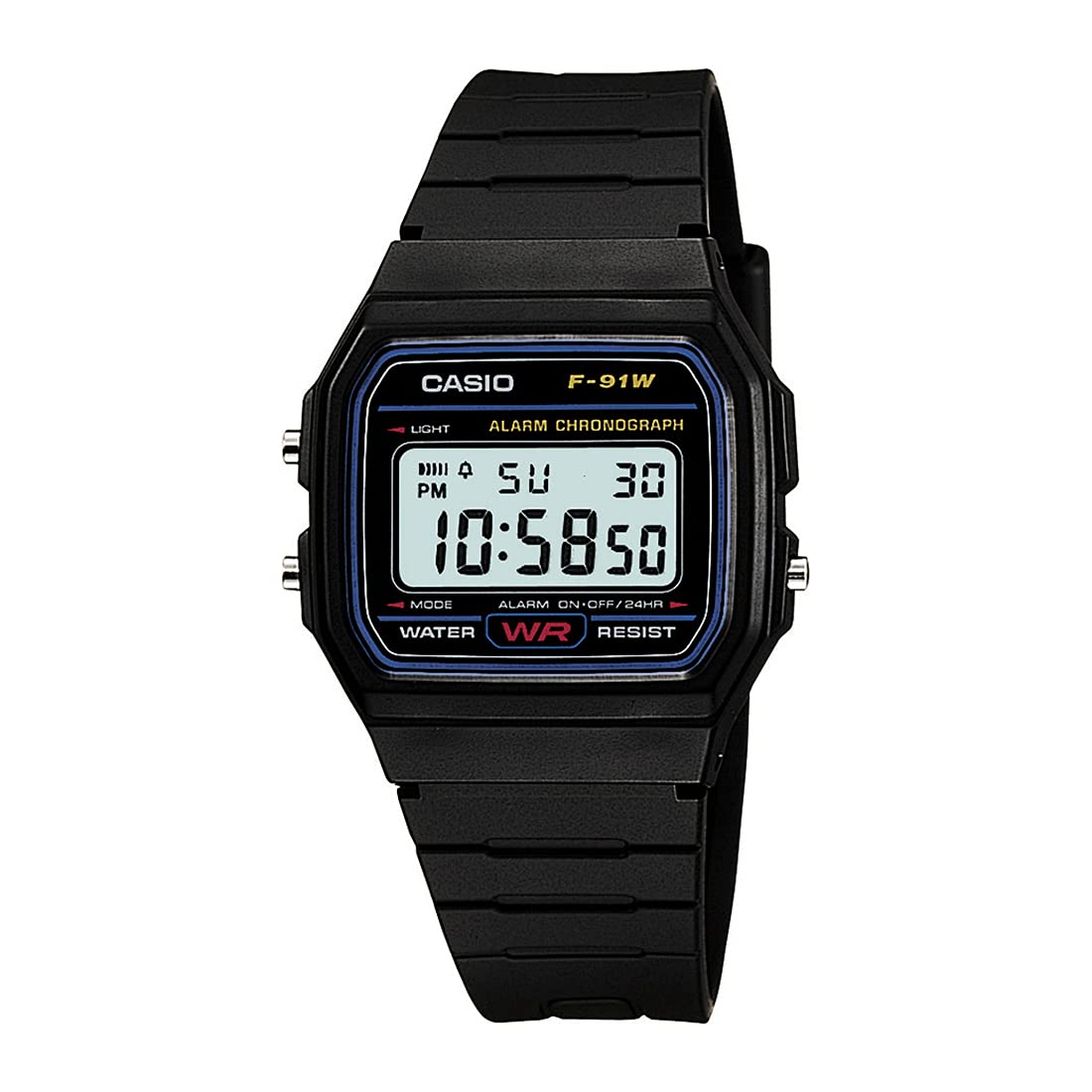 Casio F91W-1 Mens Classic Chronograph Alarm LCD Digital Watch Black F-91W-1DG BlackSheer Pleasure Strap