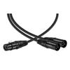 3-pins XLR hunn til dobbel 2 hann Y splitterkabeladapter 0,5 m lengde