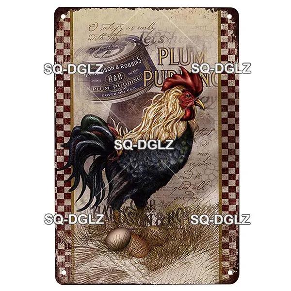 Chicken Zone Metal Sign Vintage Metal Plaque Plates Decor For Pub Bar Garden Wall Decor Tin Signs Fresh Eggs Poster