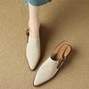 Fashion 2024 New Summer Sandals Mules Cover Toe Sandals Pointed Toe Med Heels Sandals for Women Handmade SheepSkin Ladies Shoes