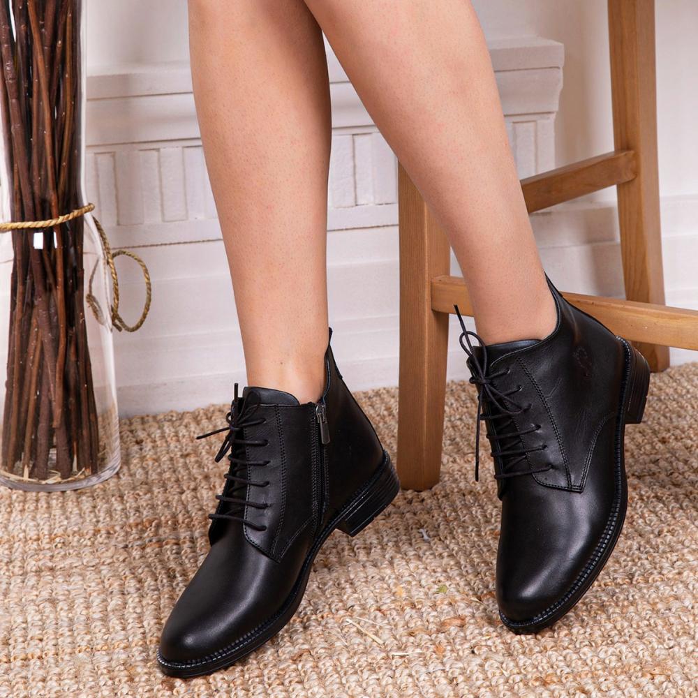 Echtes Leder Schwarz Damen Lederstiefel