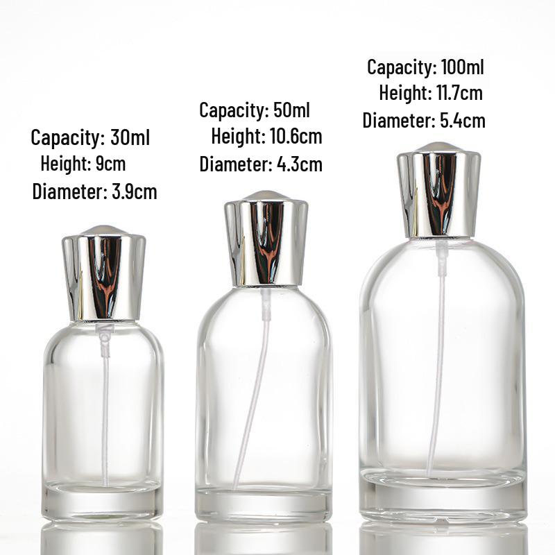 Compact Transparent Glass Perfume Spray Bottle - Travel-Friendly Snap-On Decanter