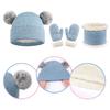 Kids Winter Hats Gloves Scarfs Set for Girls Boys Thickened Fleece Lined Knit Pompom Hat Mittens Neck Warmer Gaiter Set for 3-6 Years Toddlers