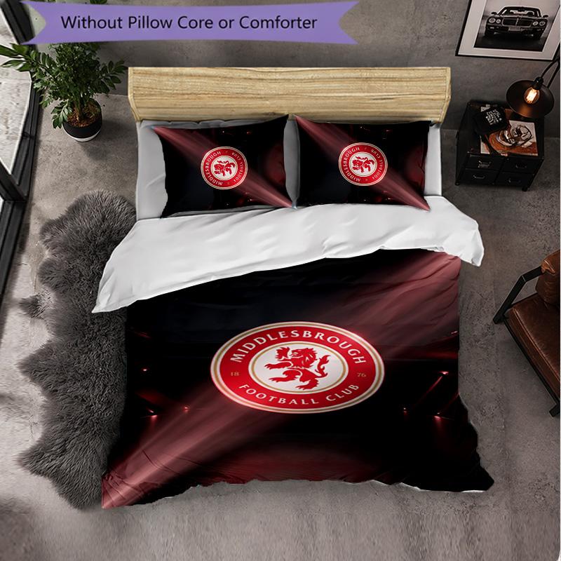 Middlesbrough FC Themed Bedding 3Pcs Duvet Cover Set Decorative Bed Linen For Teen Room Home Decoration