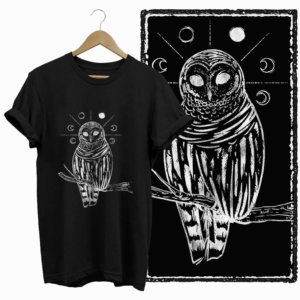 

COOLMIND хлопковая черная футболка с принтом крутой совы, эксклюзивная оригинальная графика, женская футболка свободного большого размера, крутая женская футболка 2XL