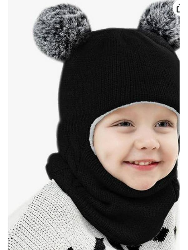 Children’s Fleece-Lined Knit Hat and Scarf with Ear Protection for Winter