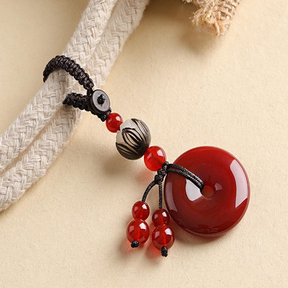 Krystallklar Agates Stone Pendant nøkkelring God moralsk nøkkelring sikkerhetsdekorasjon