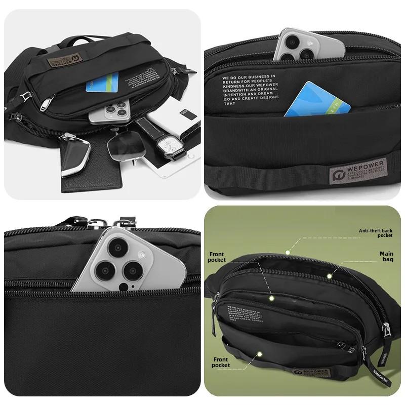 Versatile Large Capacity Men's Chest Bag Fashion Casual Phone Crossbody Sling Bag Cycling Waist Pack for Outdoor Daily