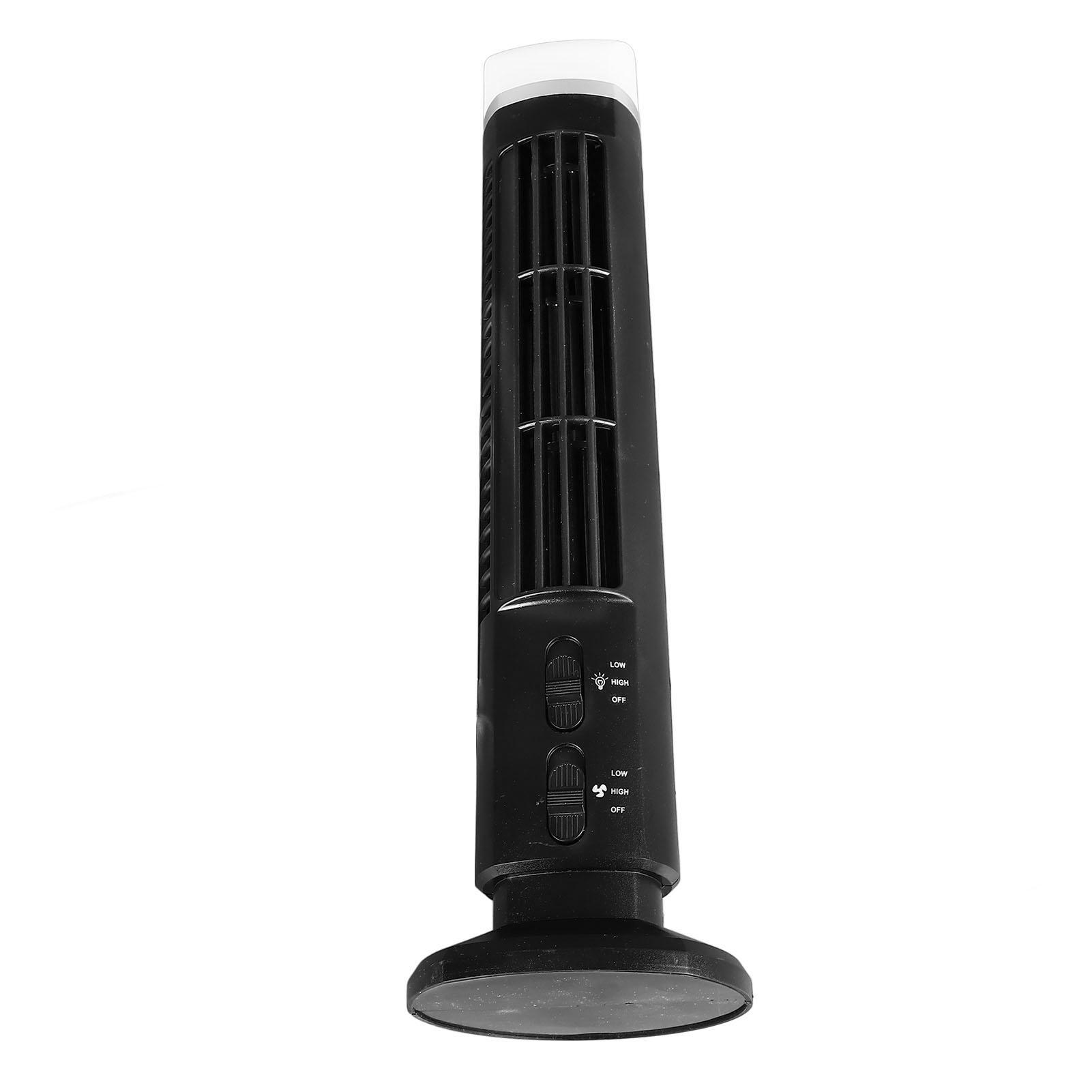 Bladeless Tower Fan Portable USB Desk Fan with Light for Home Bedroom