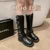 Fashion Platform Combat Boots Zip Chuny Heel Buckle Vintage Fashion Casual Luxury Designer Western Mid Calf Boots Shoes Woman