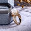 925 Sterling Silver Pearl Gold Color Wedding Rings Women Shiny CZ Romantic Marriage Ceremony Party Ring Fashion Accessories