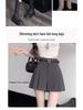 Women's Gray High-Waist Pleated Shorts: Spring/Summer 2024 Fashion, Loose Fit, Slimming Wide-Leg Design