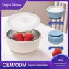 Tigela de Silicone para Bebê de Aço Inoxidável de Grau Alimentício com Ventosa e Tampa contra Poeira