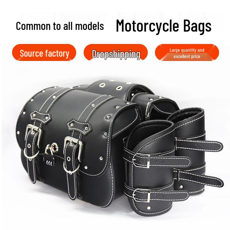 Universal Retro Motorcycle Saddlebag with Lock 99 Black Medium Pair
