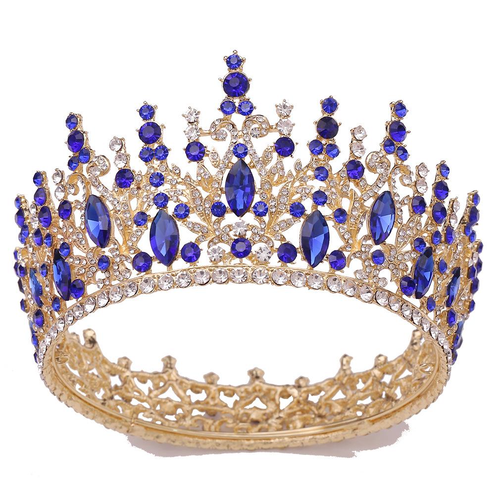New Bridal Tiara Crystal Crown, European Style Alloy Inlaid with Rhinestones, Birthday and Wedding Round Crown
