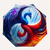 Yin Yang Phoenix Waterfall Art PrintUmbrella, Portable 3-Fold Compact Umbrella for Men & Women Gift